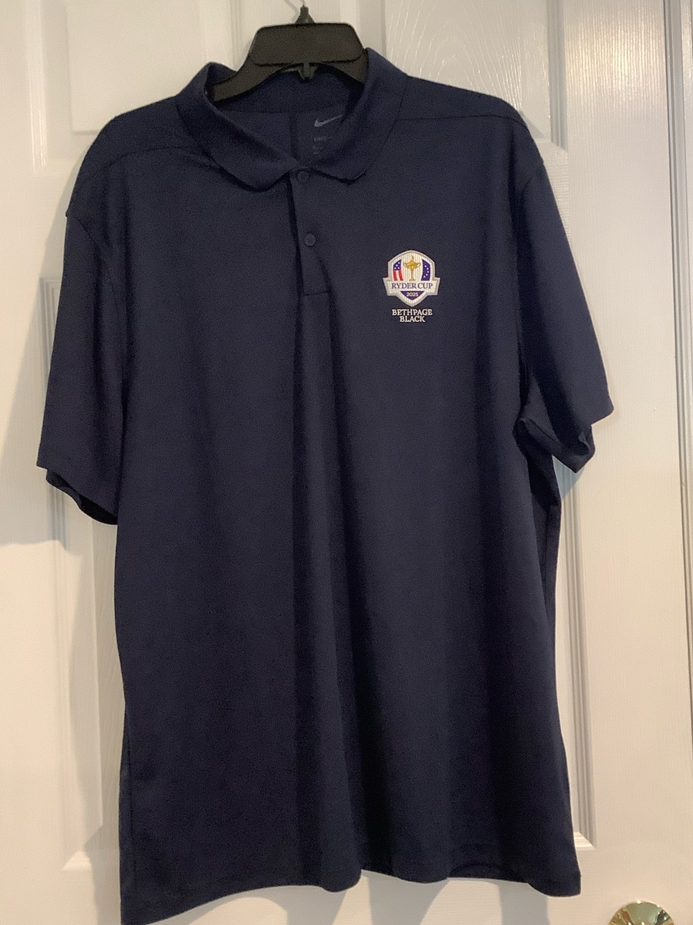 NWOT NIKE Navy Blue Dri-Fit 2025 Ryder Cup Bethpage Black Polo Golf Shirt XL